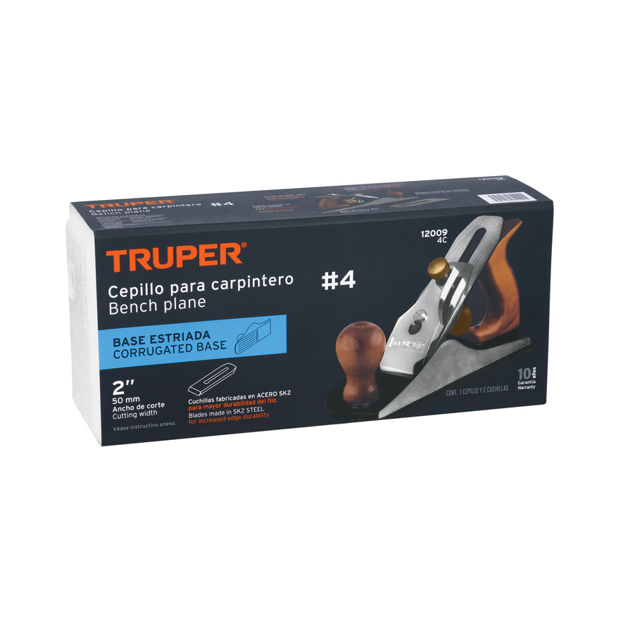 Cepillo para carpintero #4 base estriada, Truper, 12009