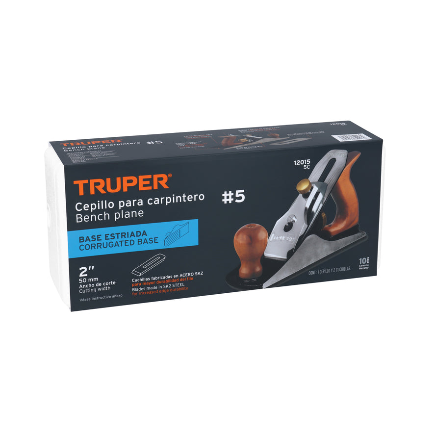 Cepillo para carpintero #5 base estriada, Truper, 12015