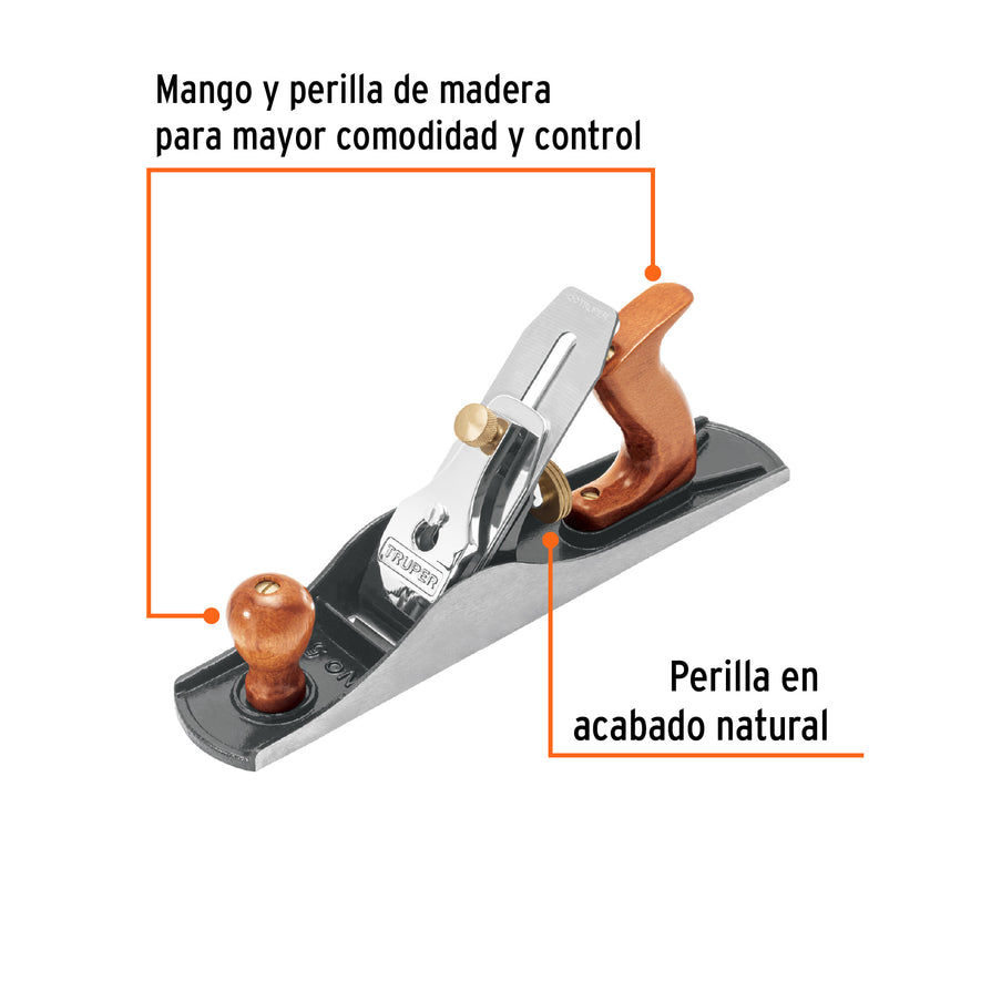 Cepillo para carpintero #5 base estriada, Truper, 12015