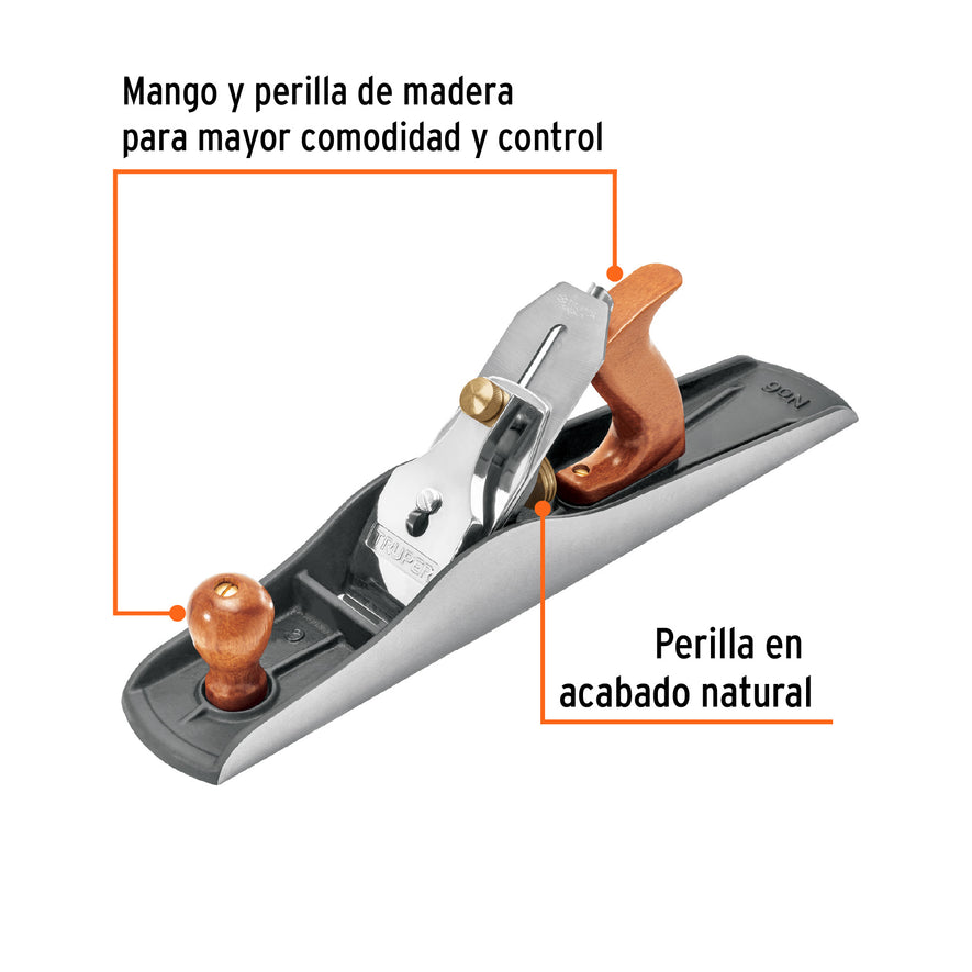 Cepillo para carpintero #6 base lisa, Truper, 12018