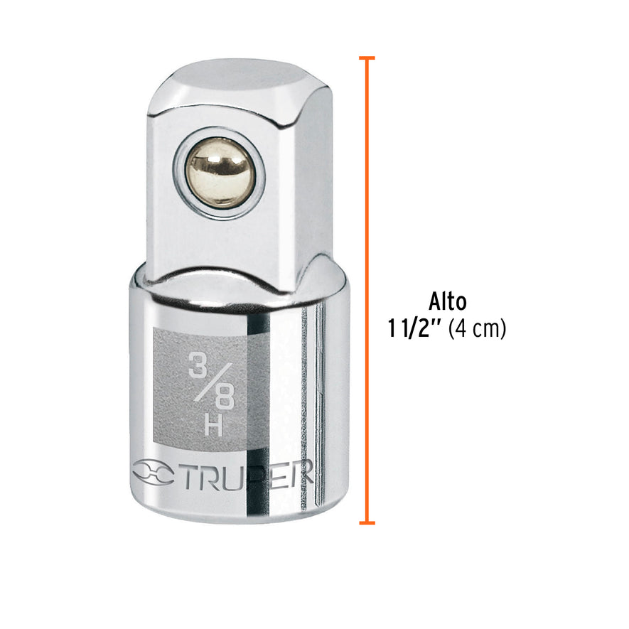 Adaptador para matraca de cuadro 3/8' a cuadro 1/2', Truper Caja con 6, 13420