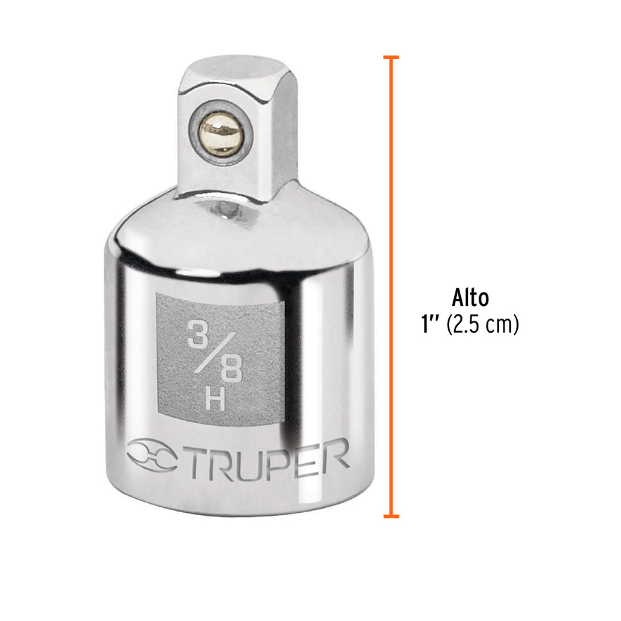 Adaptador para matraca de cuadro 3/8' a cuadro 1/4', Truper Caja con 6, 13423