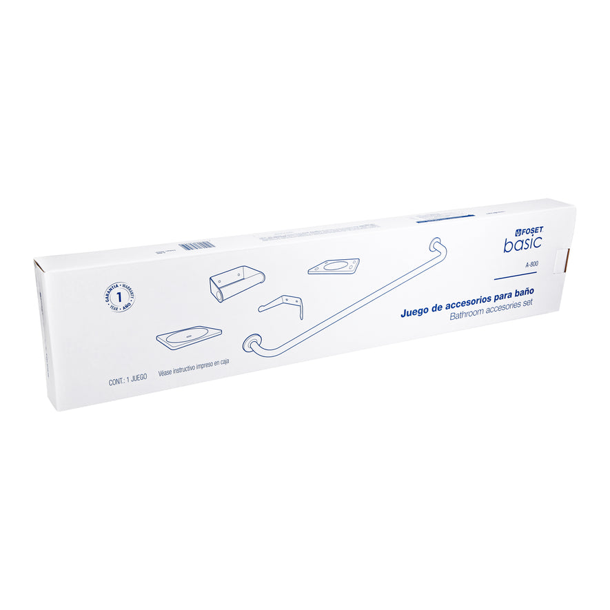 Juego de 5 accesorios para baño, acero inoxidable, BASIC Caja con 2, 49255