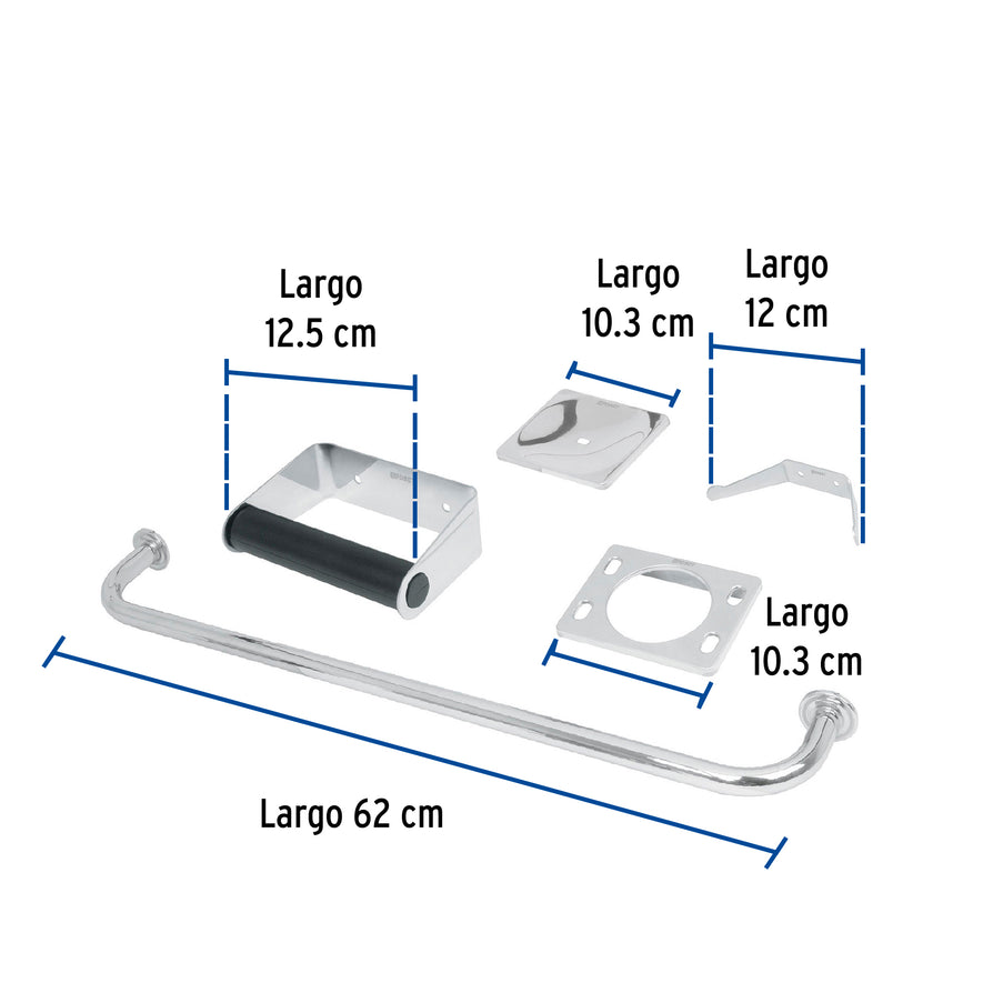 Juego de 5 accesorios para baño, acero inoxidable, BASIC Caja con 2, 49255