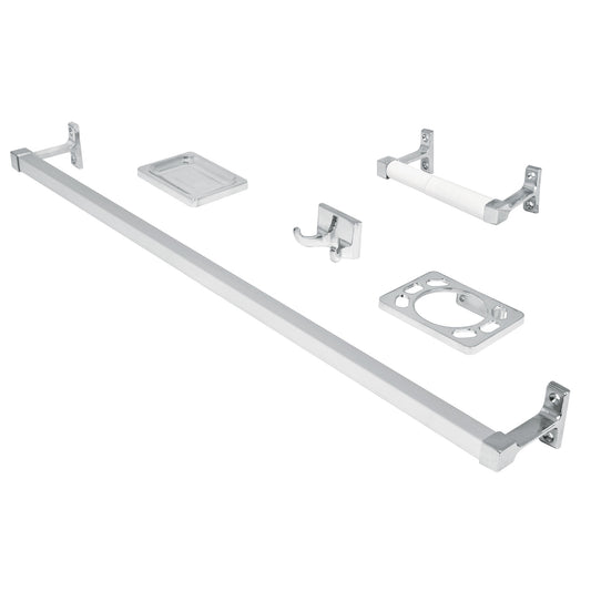 Juego de 5 accesorios para baño, metálicos, cromo, BASIC Caja con 2, 49607