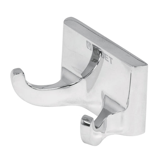 Gancho doble para toallas, metálico, cromo, BASIC Caja con 4, 49609