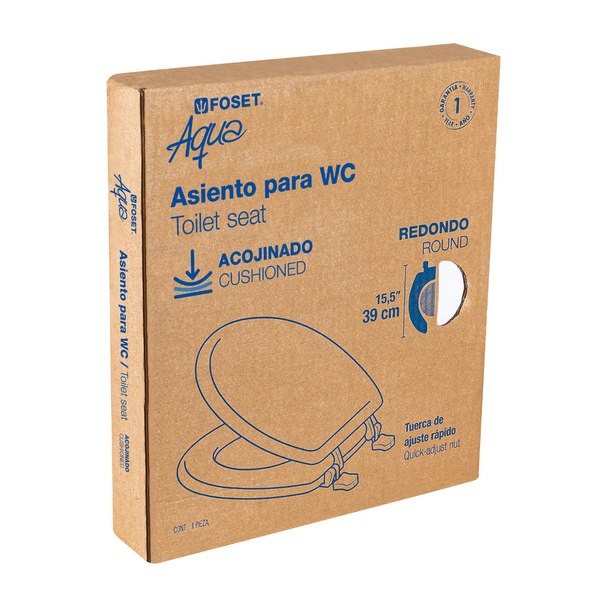 Asiento redondo acojinado para WC, cerrado, blanco, FOSET, 49367