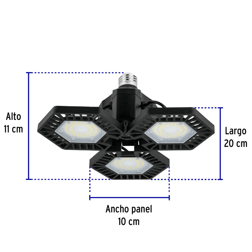 Luminario de LED 65 W, aluminio con 3 paneles abatibles Caja con 2, 46587