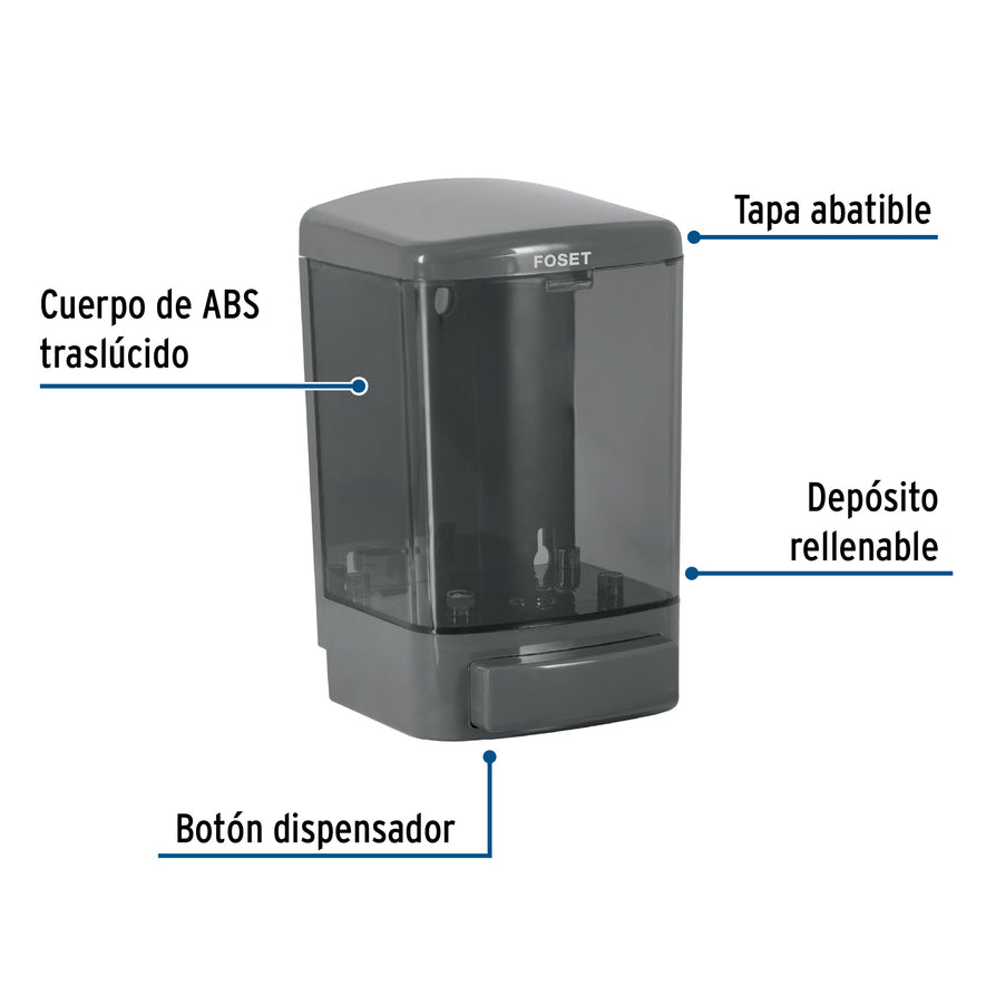 Dosificador para jabón líquido, humo, Foset Basic, 45743