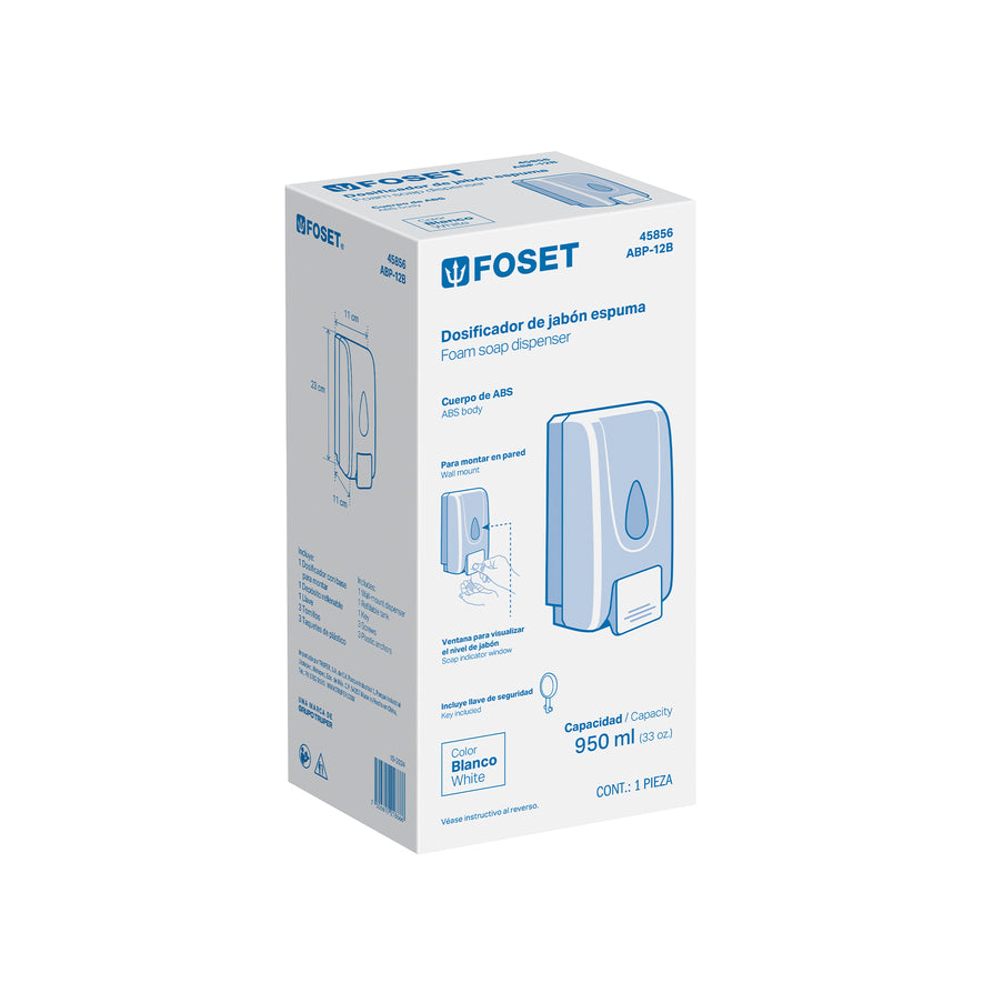 Dosificador de ABS para jabón espuma, blanco, FOSET, 45856
