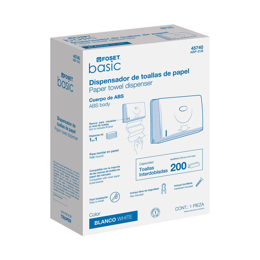Dispensador junior p/toallas de papel, blanco, Foset Basic, 45740