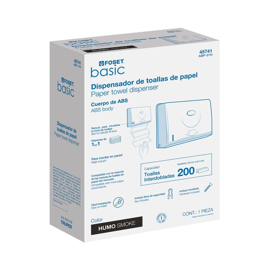 Dispensador junior p/toallas de papel, humo, Basic, 45741