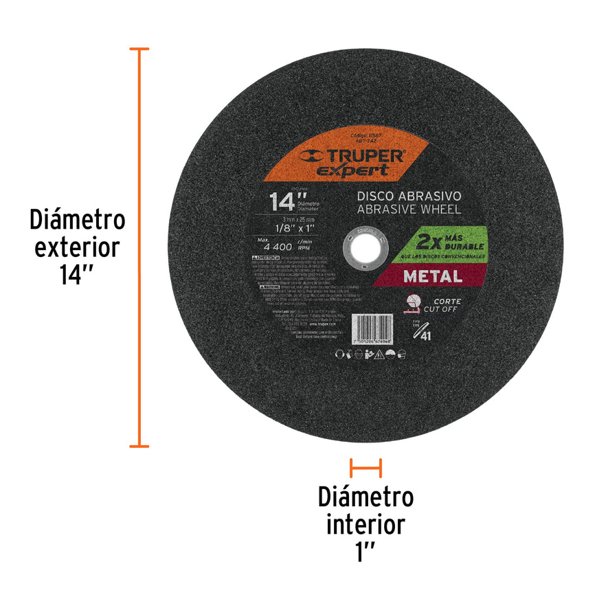 Disco Tipo 41 de 14' x 3 mm para corte de metal, Expert Caja con 5, 11567