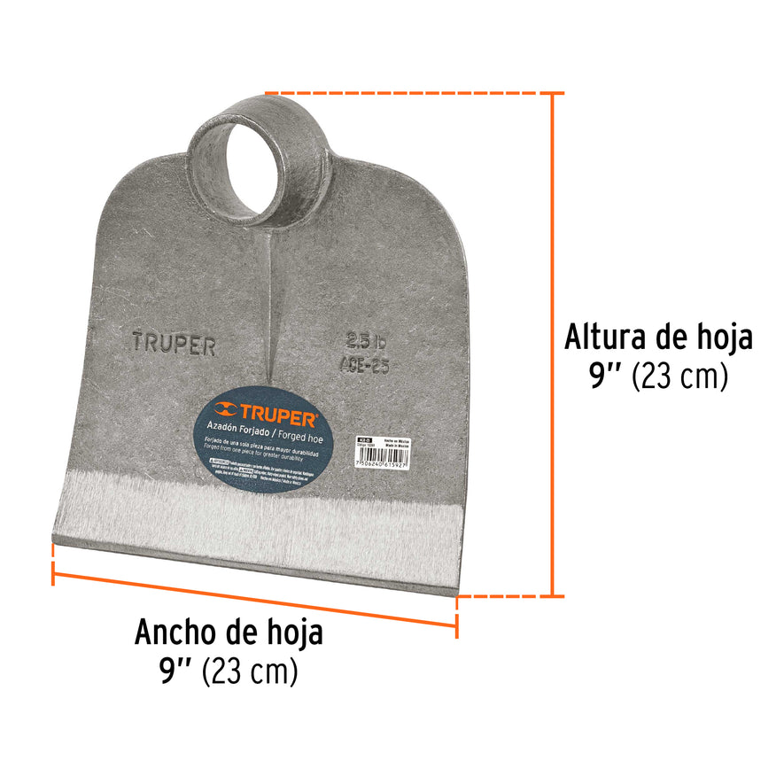 Azadón Centroamericano 2.5 lb sin mango, TRUPER Caja con 6, 10361