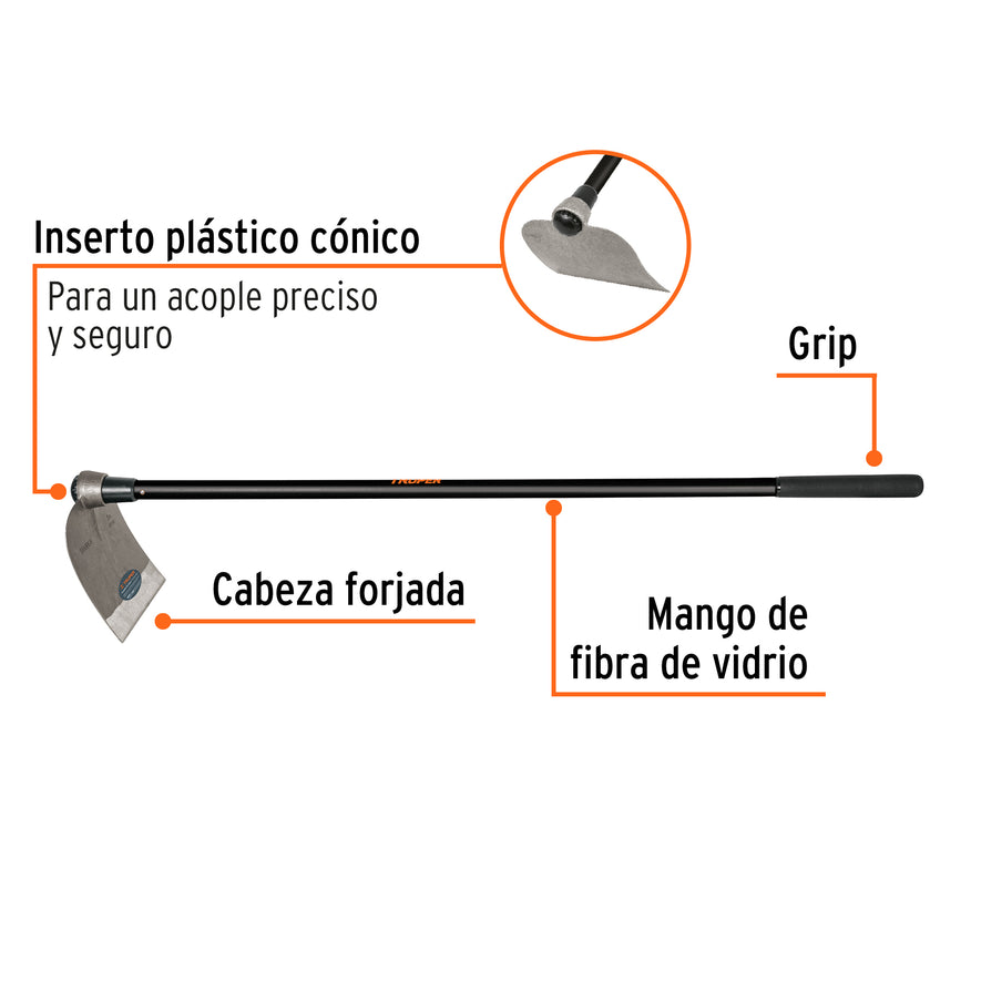 Azadón Centroamericano 3 lb con mango 54', TRUPER Caja con 4, 102869