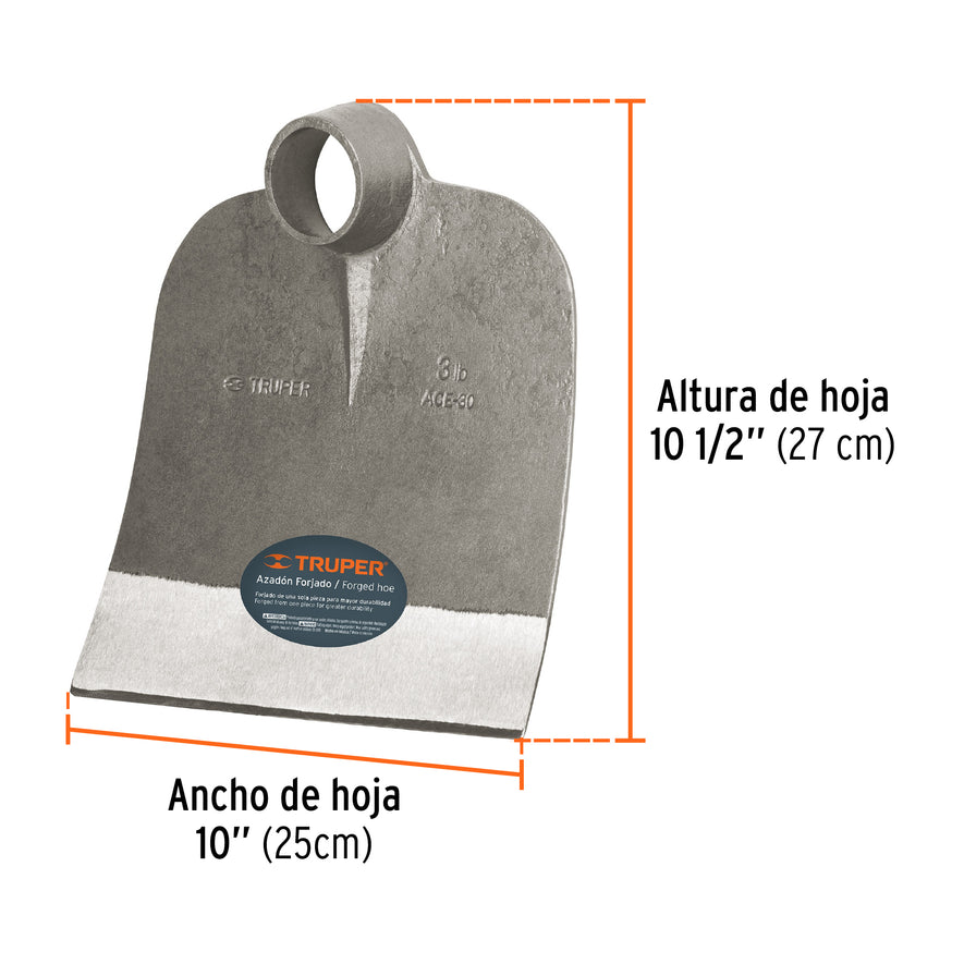 Azadón Centroamericano 3.0 lb sin mango, TRUPER Caja con 6, 10362