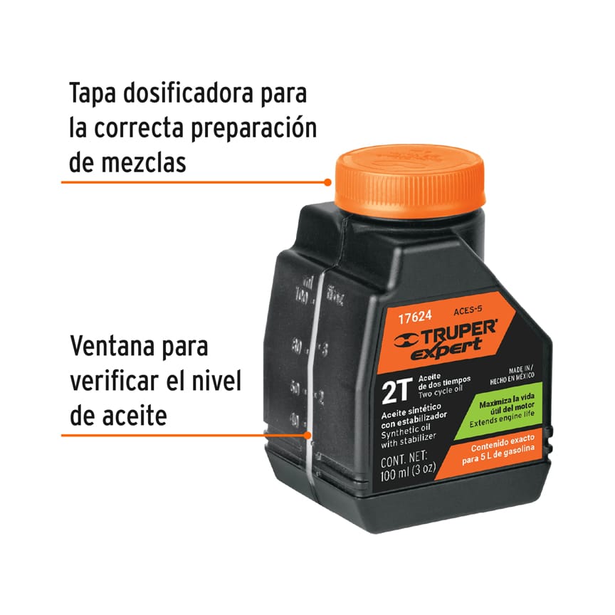 Aceite sintético para motor de 2 tiempos, 100 ml Caja con 6, 17624