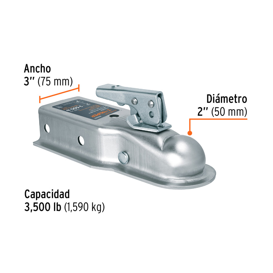 Acoplador para remolque, para bola de 2', Truper Caja con 4, 44442