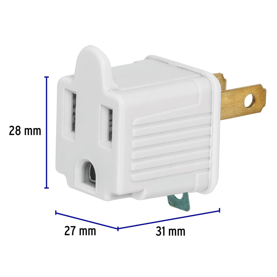 Adaptador 3 a 2, blanco, a granel, Volteck Caja con 10, 46255