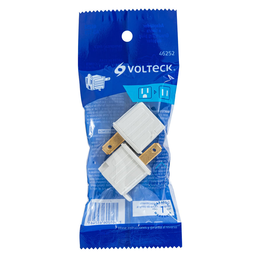 Bolsa con 2 adaptadores 3 a 2 blancos, Volteck Caja con 6, 46252