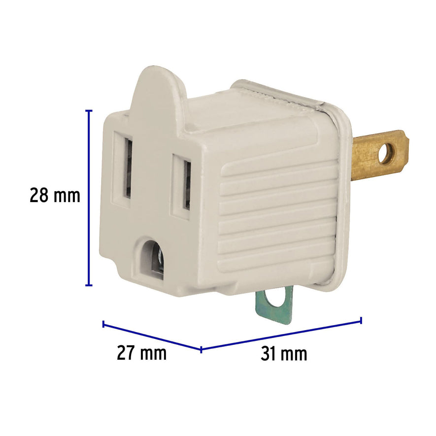 Adaptador 3 a 2, gris, a granel, Volteck Caja con 10, 46257