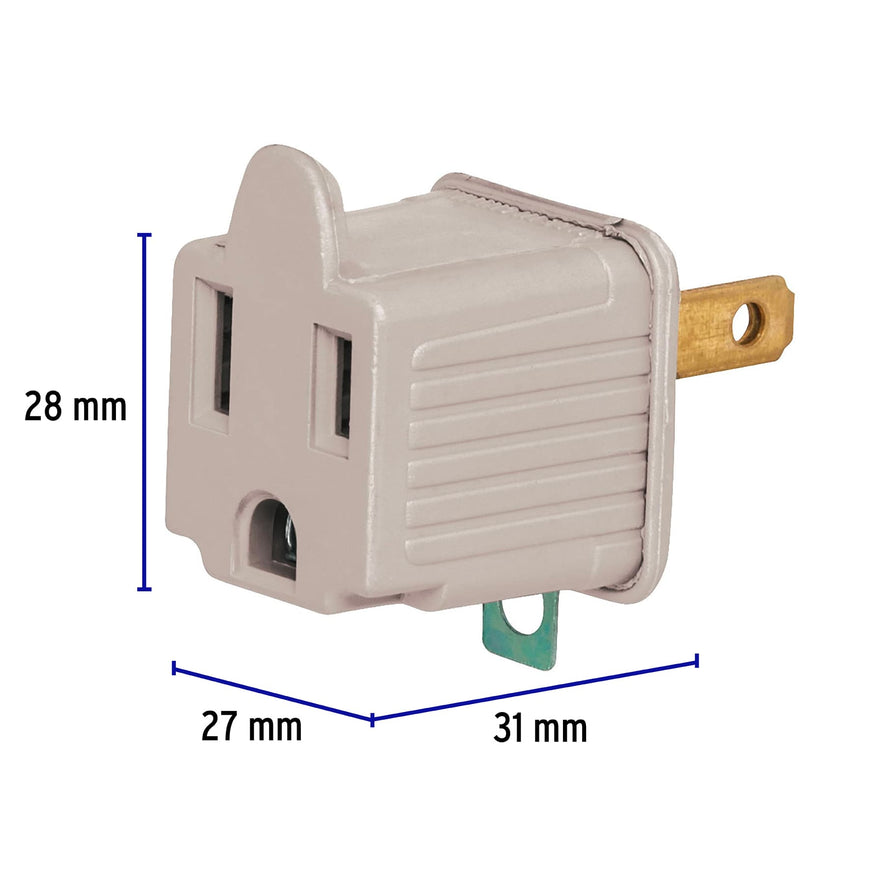 Bolsa con 2 adaptadores 3 a 2 grises, Volteck Caja con 6, 46254