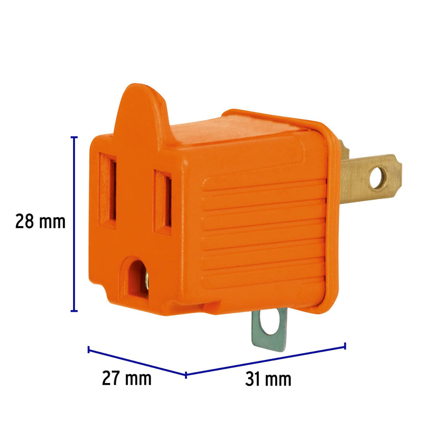 Adaptador 3 a 2, naranja, a granel, Volteck Caja con 10, 46256