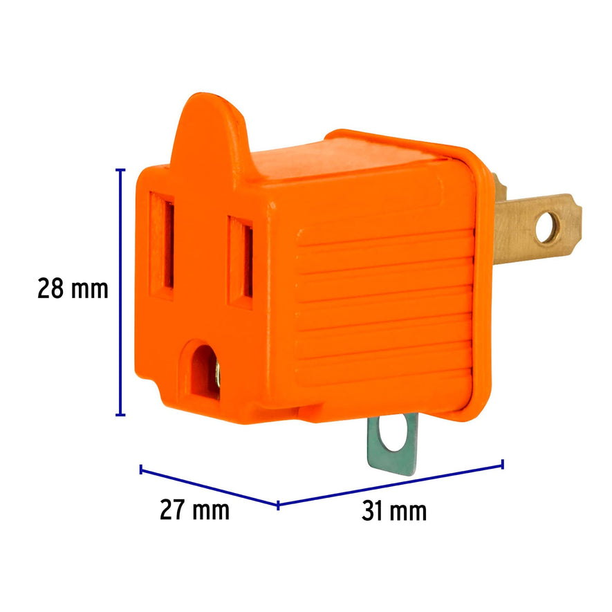 Bolsa con 2 adaptadores 3 a 2 naranjas, Volteck Caja con 6, 46253