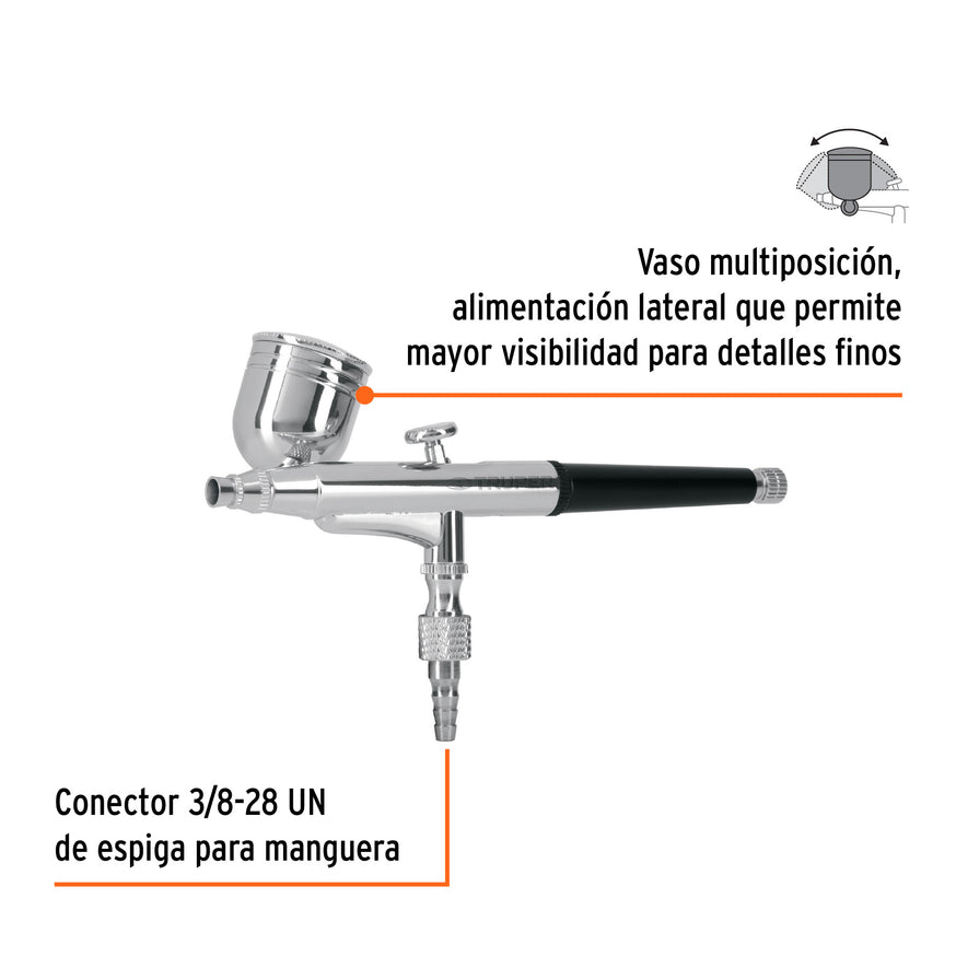Pistola aerográfica de gravedad vaso multiposición, Truper Caja con 2, 11859