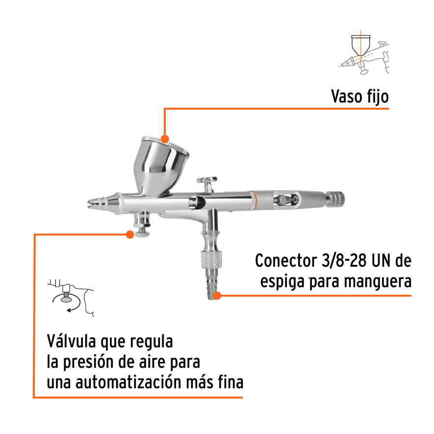 Pistola aerográfica de gravedad con vaso fijo, Truper Caja con 2, 16020