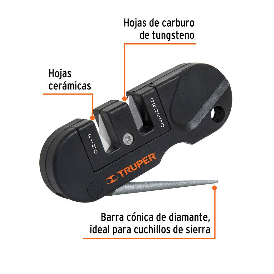 Afilador de cuchillos, de bolsillo, Truper Caja con 6, 14016