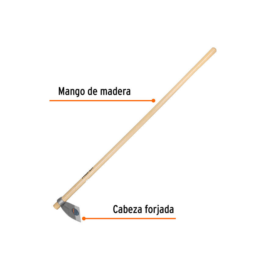 Azadón Lane No.0 de 1.6 lb con mango madera de 54', Truper Caja con 4, 102915