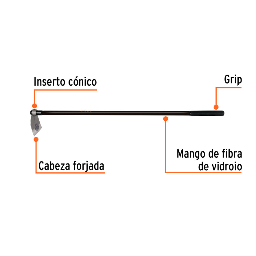 Azadón Lane No.0 de 1.6 lb con mango de 54', Truper Caja con 4, 10612
