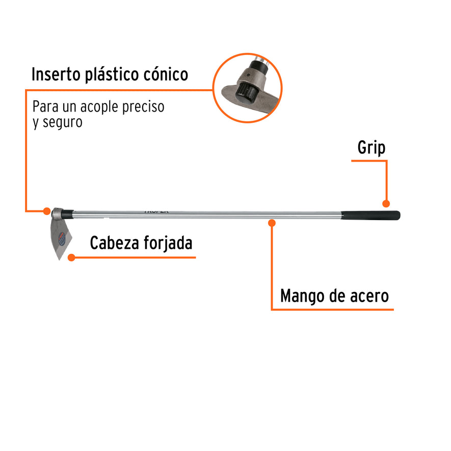Azadón Lane No.1 de 1.8 lb con mango de acero 54', Truper Caja con 4, 103105