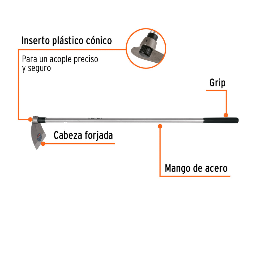 Azadón Lane No.2 de 2 lb con mango de acero 54', Truper Caja con 4, 103106