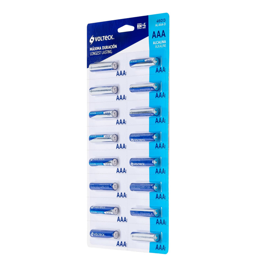 Despachador con 16 pilas alcalinas AAA, VOLTECK Caja con 64, 46013