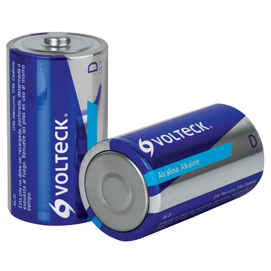 Blíster con 2 pilas alcalinas D, VOLTECK Caja con 6, 46318