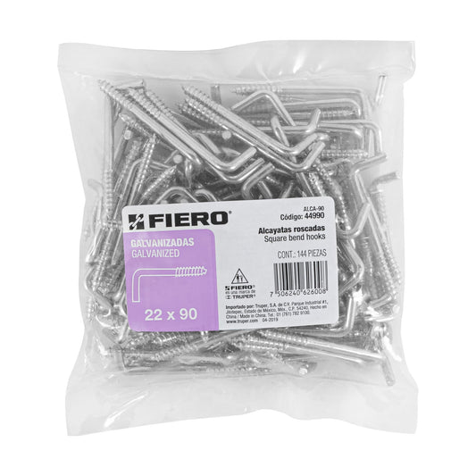 Bolsa con 144 alcayatas roscadas de 22 X 90, Fiero Caja con 6, 44990