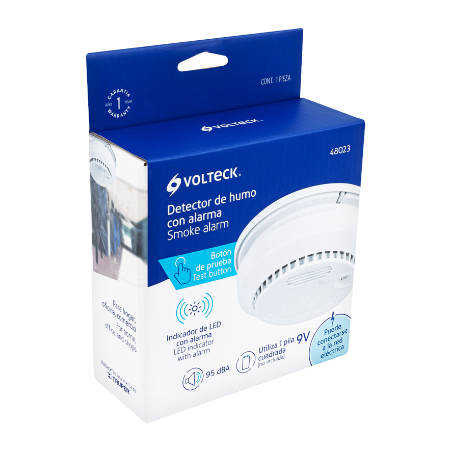 Detector de humo con alarma, Volteck Caja con 2, 48023