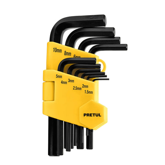 Juego 10 llaves allen mm punta hex con organizador, PRETUL Caja con 6, 21855