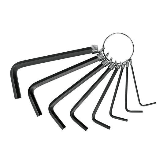 Juego de 8 llaves allen mm tipo llavero, punta hex, PRETUL Caja con 12, 21851