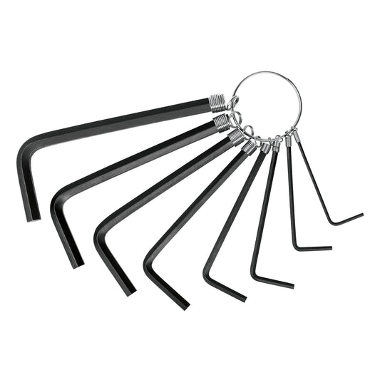 Juego de 8 llaves allen std tipo llavero, punta hex, PRETUL Caja con 12, 21850