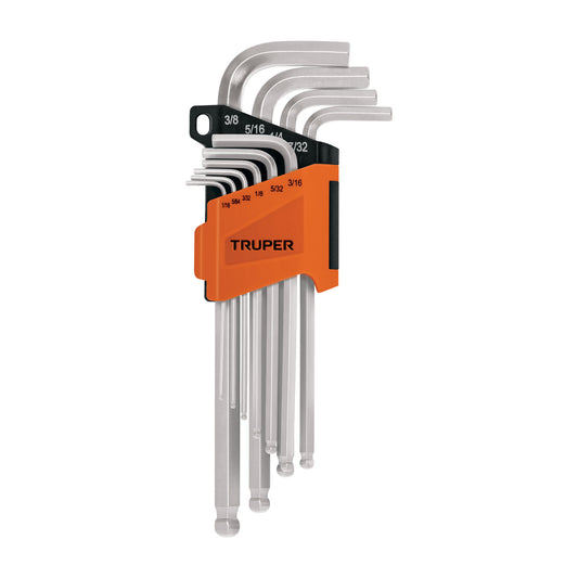 Juego 10 llaves allen largas std punta bola con organizador Caja con 6, 13643