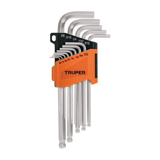 Juego 13 llaves allen largas std punta bola con organizador Caja con 6, 13645