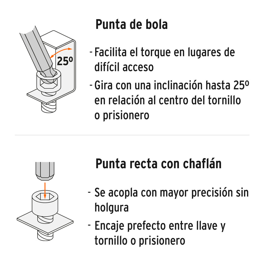 Juego 13 llaves allen largas std punta bola con organizador Caja con 6, 13645