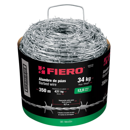 Rollo de alambre de púas 350m calibre 12.5, FIERO, 44886