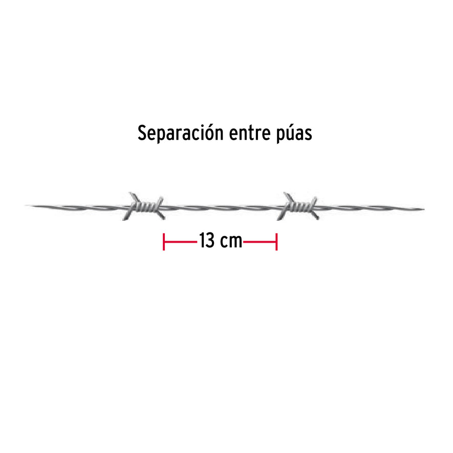 Rollo de alambre de púas 350m calibre 12.5, FIERO, 44886