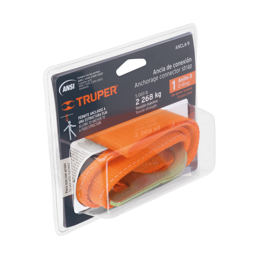 Ancla de conexión para arneses, 44 x 810 mm, ANSI, Truper Caja con 2, 14470