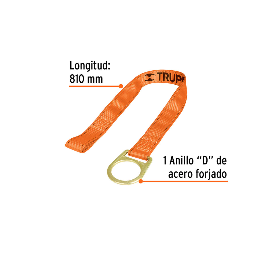 Ancla de conexión para arneses, 44 x 810 mm, ANSI, Truper Caja con 2, 14470