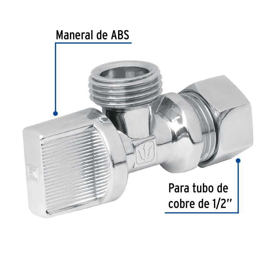 Llave angular de 1/2', 1/4 de vuelta, barrilito, blíster Caja con 6, 48285